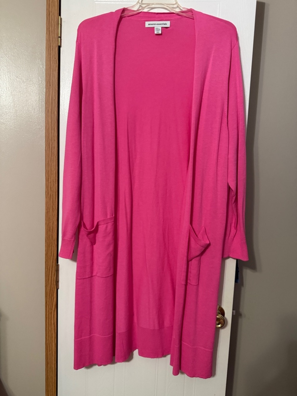 Amazon Essentials Women’s Open-Front Long Cardigan Sweater - Bright Pink